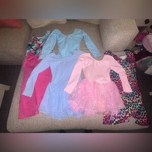 Lot of 6 dance/gymnastic outfits for girls 6/7 and 8/10